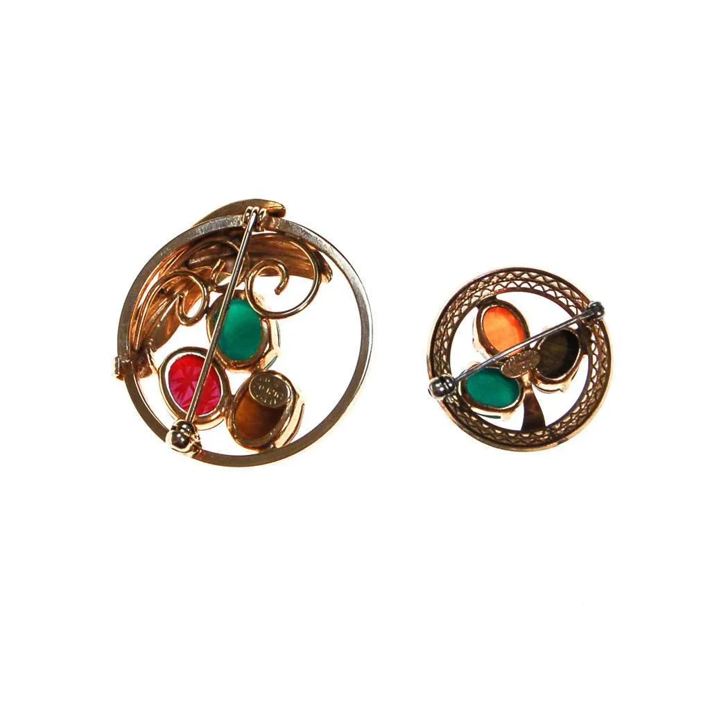 Vintage Scarab Gemstone Scatter Pins, Carved Carnelian, Jade, Tigers Eye, Gold Filled