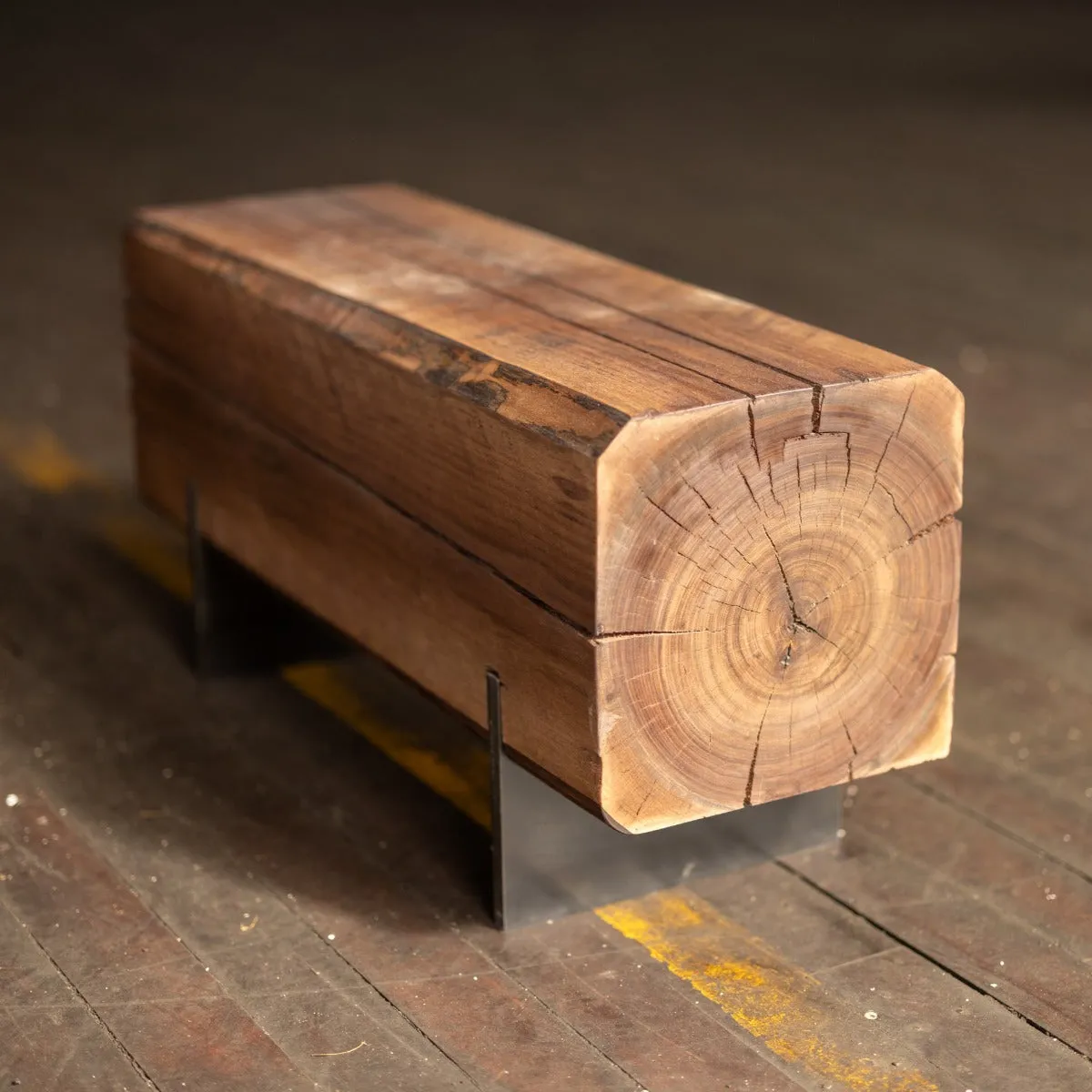 Walnut Wood Knife Beam Bench | Reclaimed Solid Wood Bench