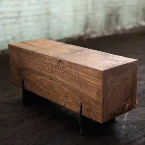 Walnut Wood Knife Beam Bench | Reclaimed Solid Wood Bench