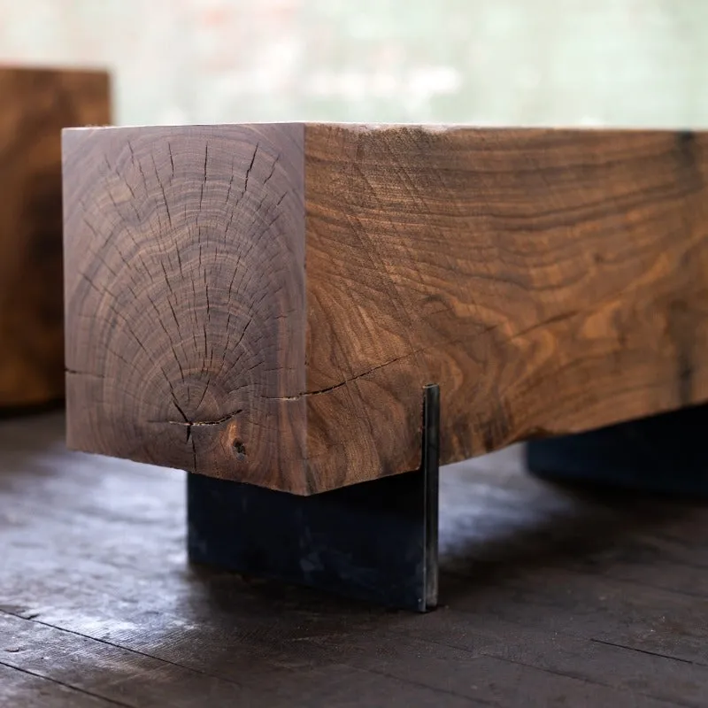 Walnut Wood Knife Beam Bench | Reclaimed Solid Wood Bench