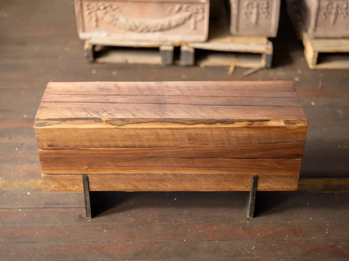Walnut Wood Knife Beam Bench | Reclaimed Solid Wood Bench