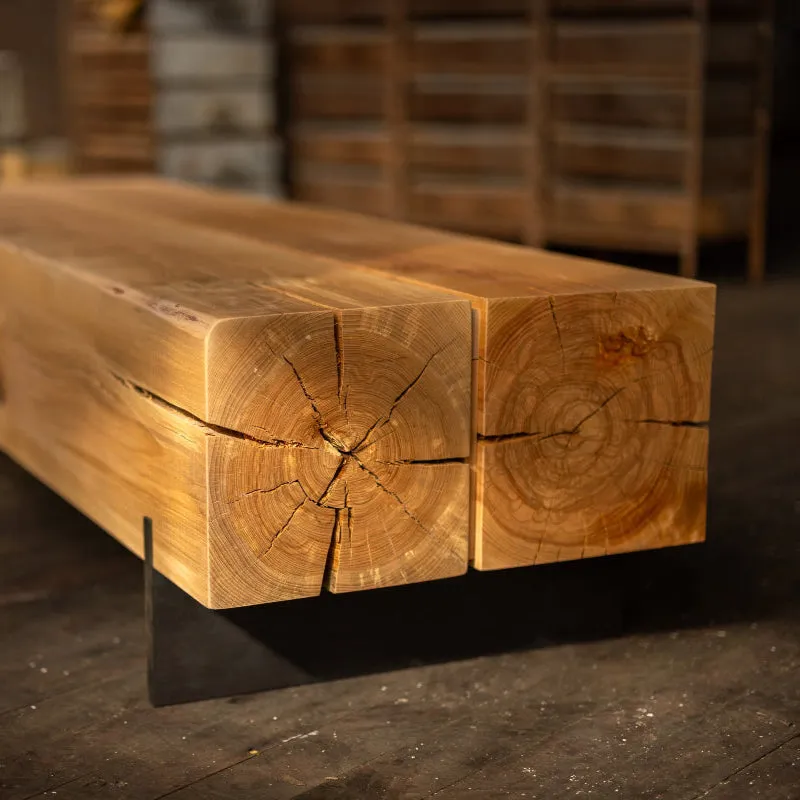 Walnut Wood Knife Beam Bench | Reclaimed Solid Wood Bench