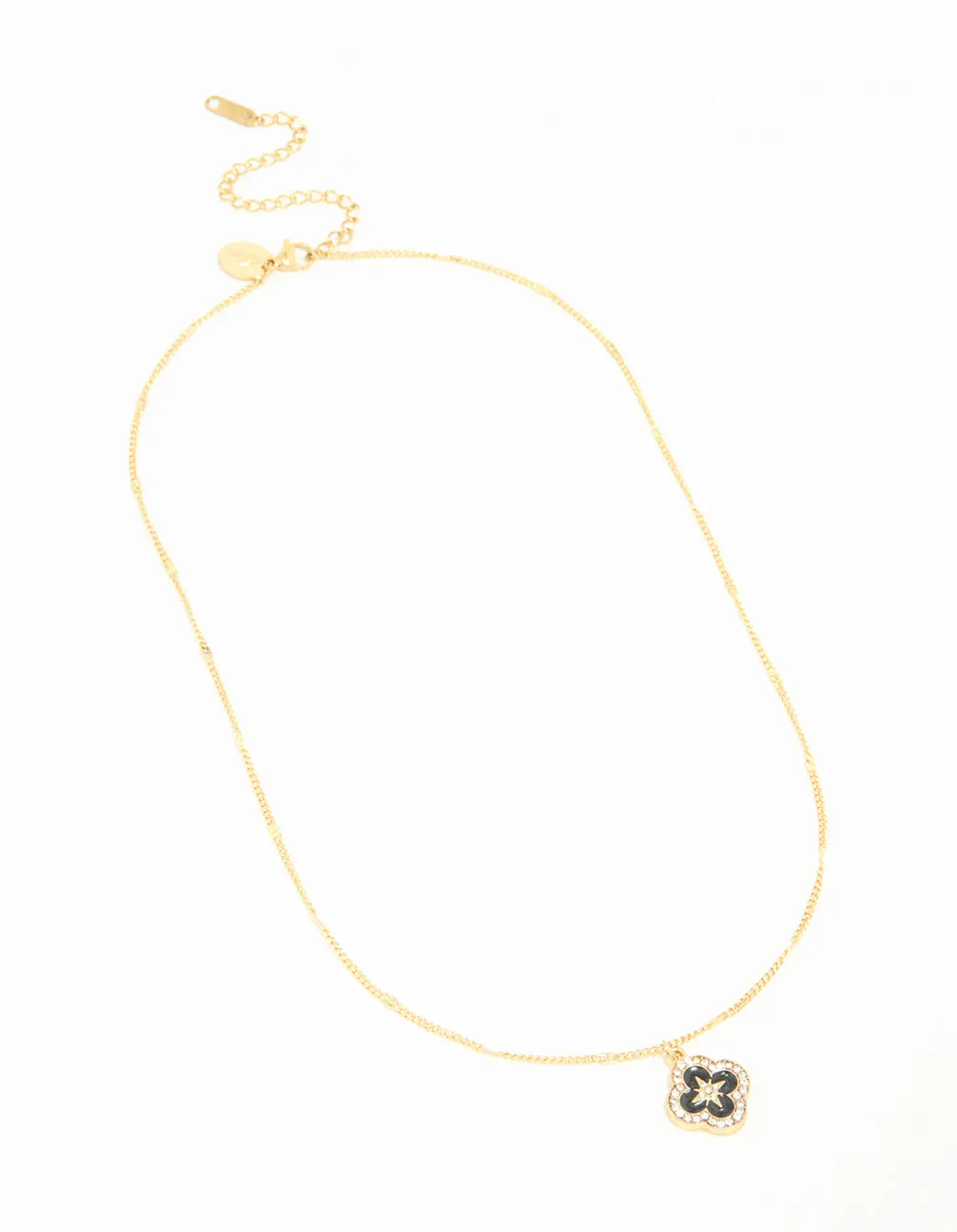 Waterproof Gold Plated Stainless Steel Flower Enamel Pendant Necklace