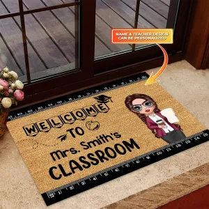 Welcome To Teacher Classroom Simple Personalized Doormat