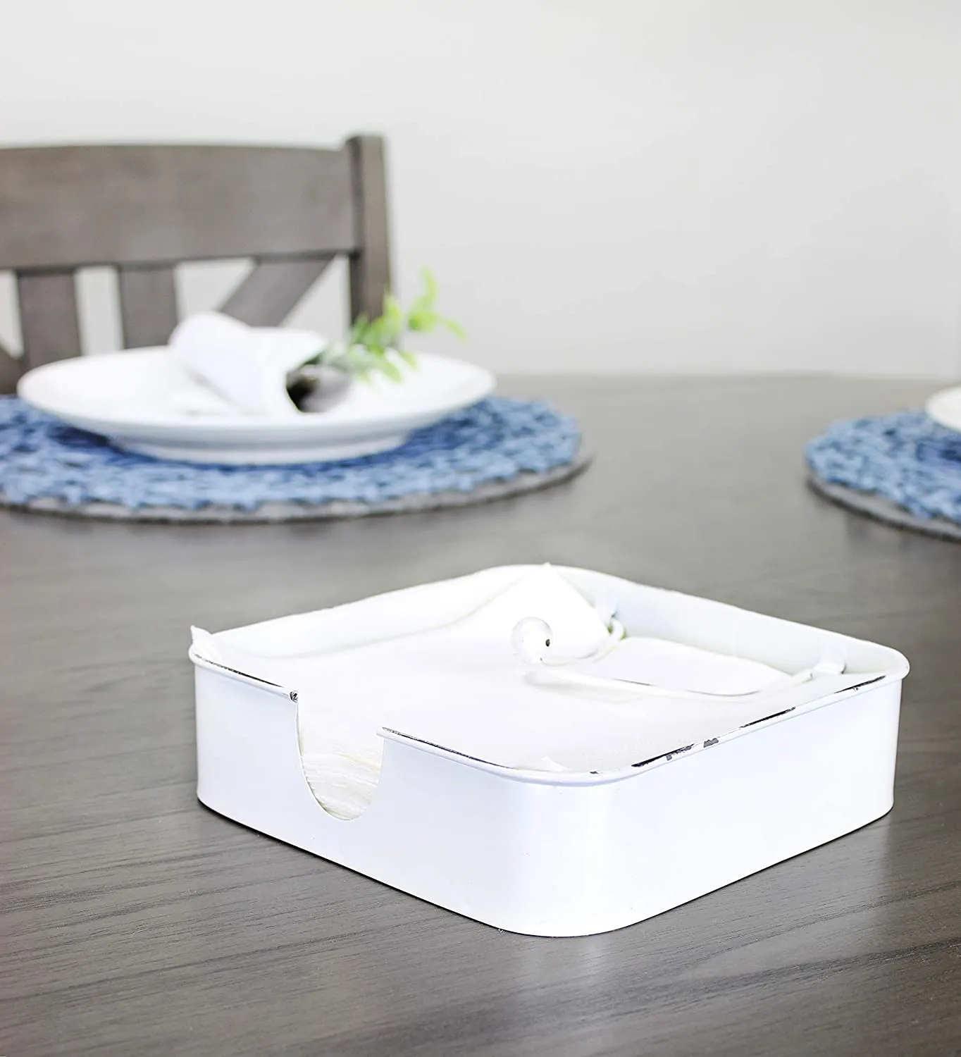 White Enamel Napkin Holder