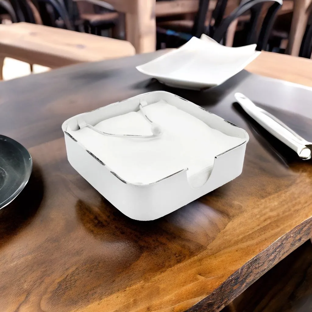 White Enamel Napkin Holder