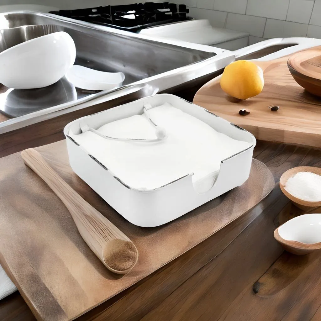 White Enamel Napkin Holder
