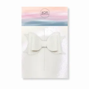 White Glitter Hair Bow