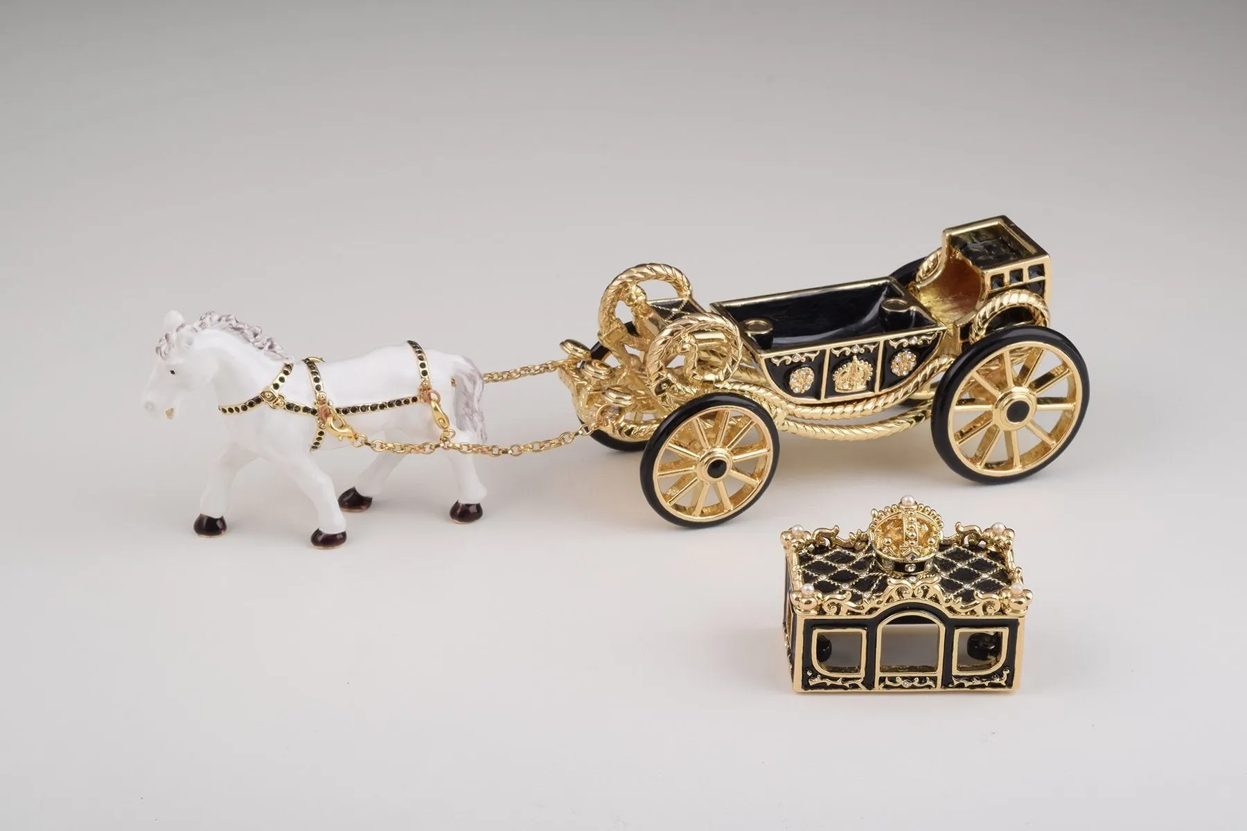 White Horse Pulling a Golden Carriage