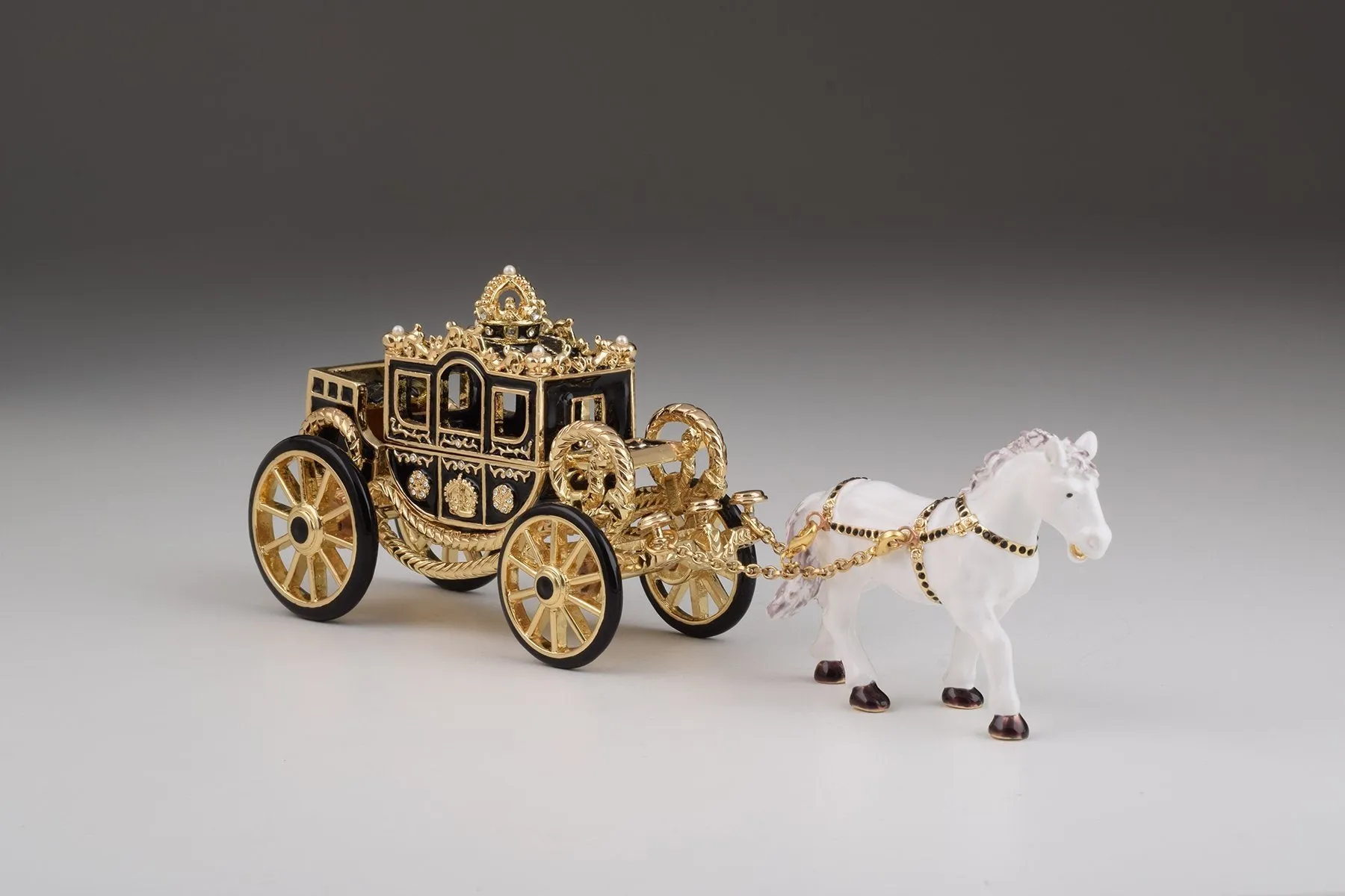 White Horse Pulling a Golden Carriage