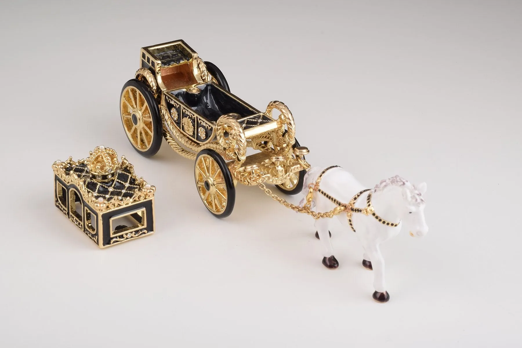 White Horse Pulling a Golden Carriage