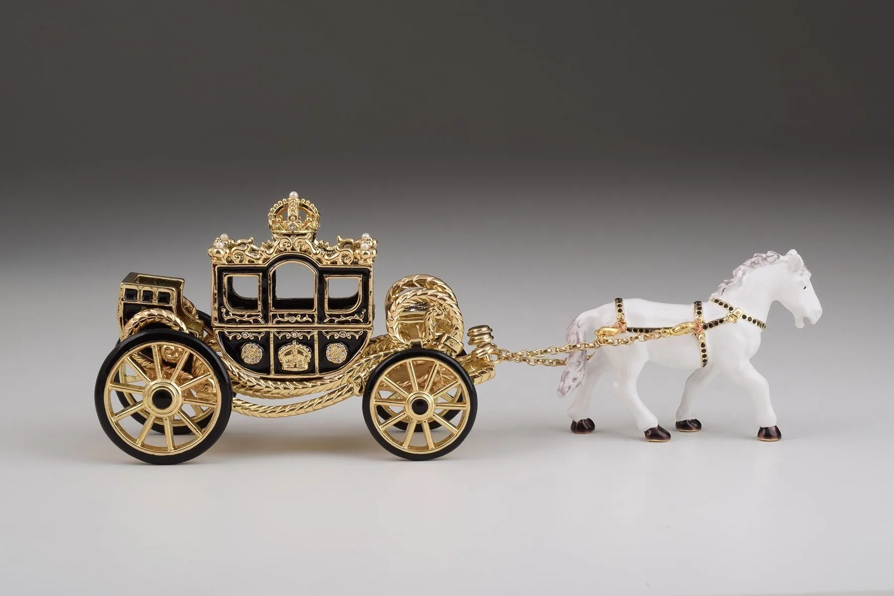 White Horse Pulling a Golden Carriage