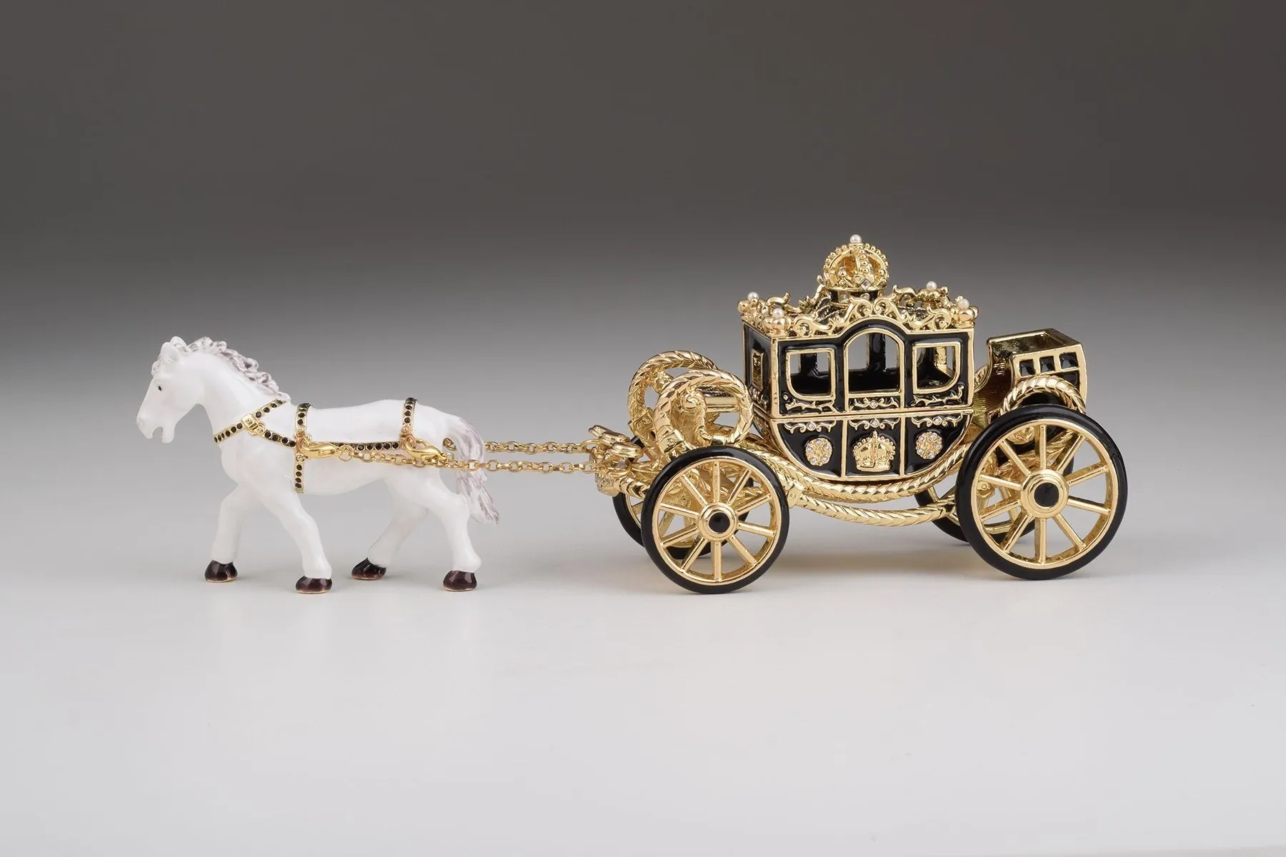 White Horse Pulling a Golden Carriage