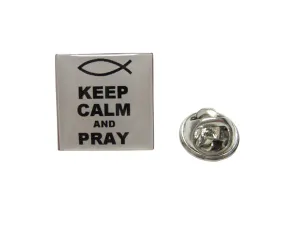 White Keep Calm and Pray Pendant Lapel Pin