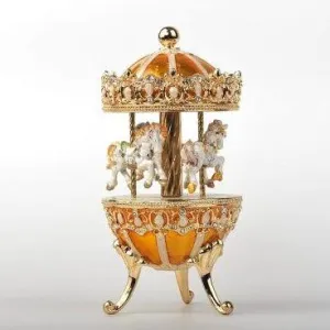 Yellow Faberge Egg with Horse Carousel