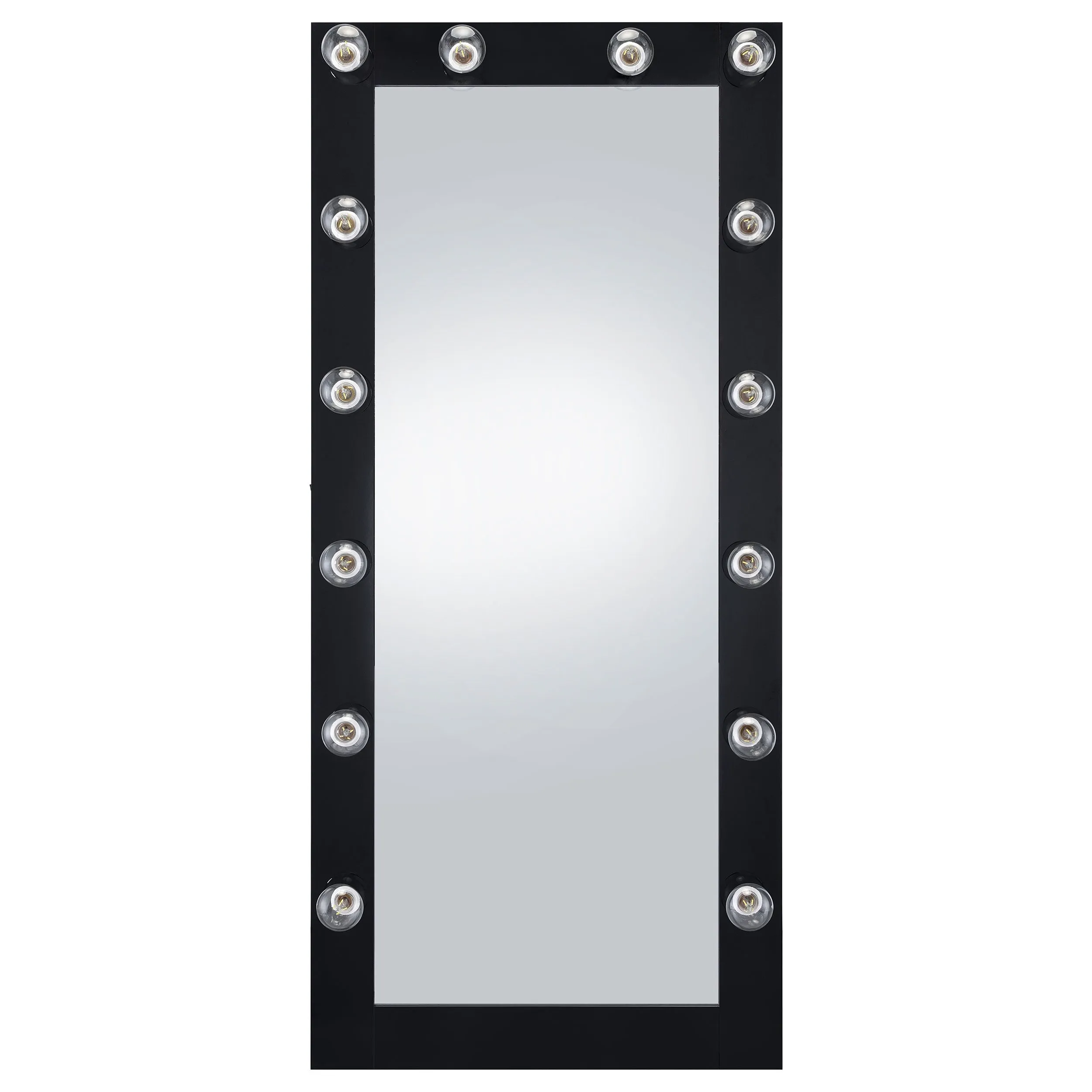 Zayan 32 x 71 Inch Floor Mirror LED Lighting Black Gloss